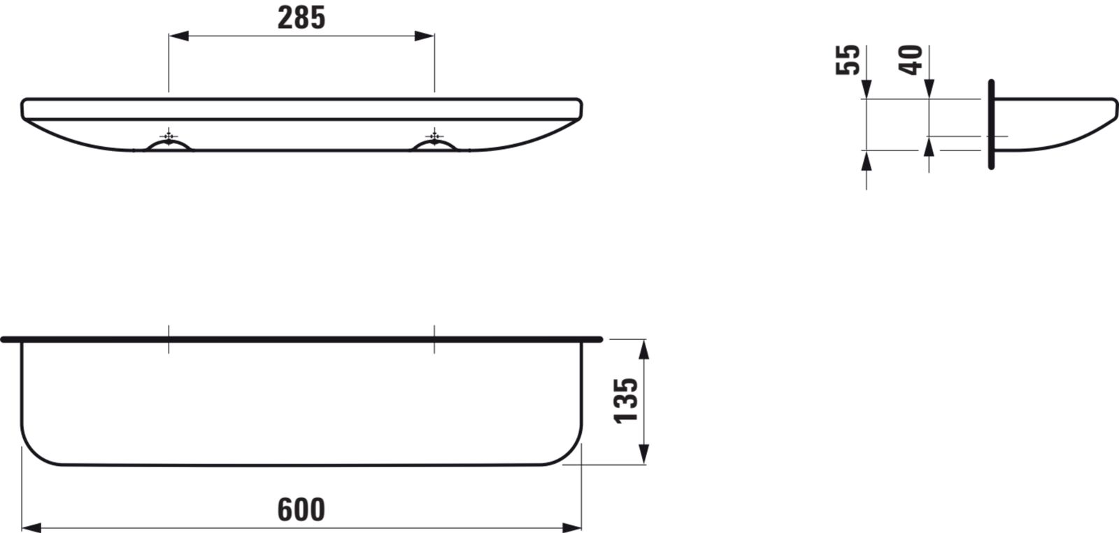 Laufen Keramik-Ablage LUA 60x13,5x5,5cm, weiß LCC