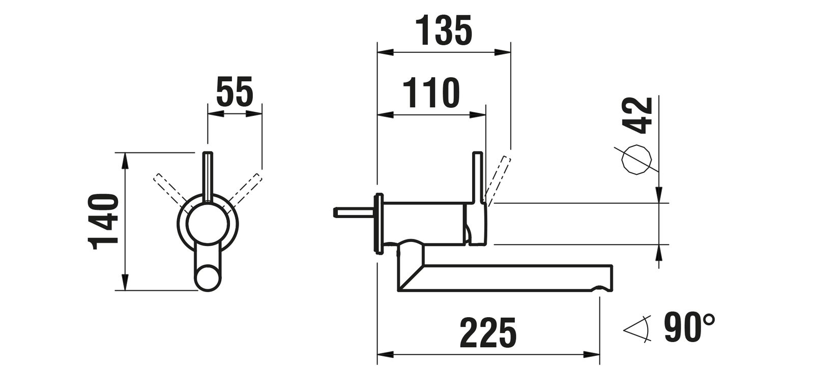 Laufen Waschtisch-Einhebelmischer TWINPLUS UP, Schwenkauslauf 225mm, chrom