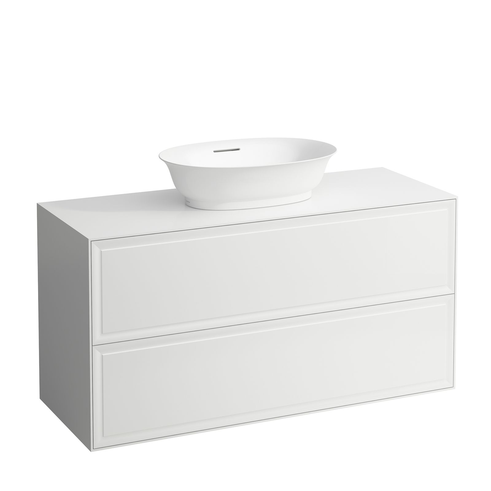 Laufen Schubladenelement/Sideboard THE NEW CLASSIC 117,5x60x45,5cm, 2 Schubladen, Waschtisch Ausschnitt mittig, Weiß matt