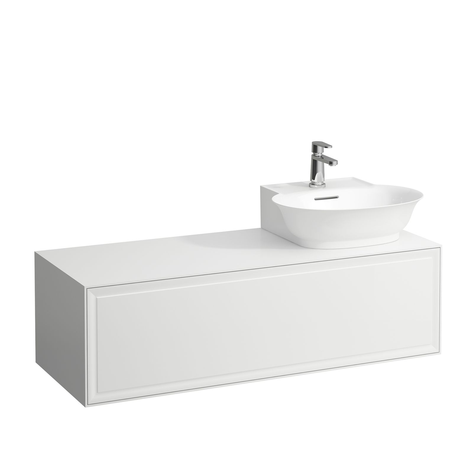 Laufen Schubladenelement/Sideboard THE NEW CLASSIC 117,5x34,5x45,5cm, 1 Schublade, Handwaschbecken Ausschnitt rechts, Weiß matt