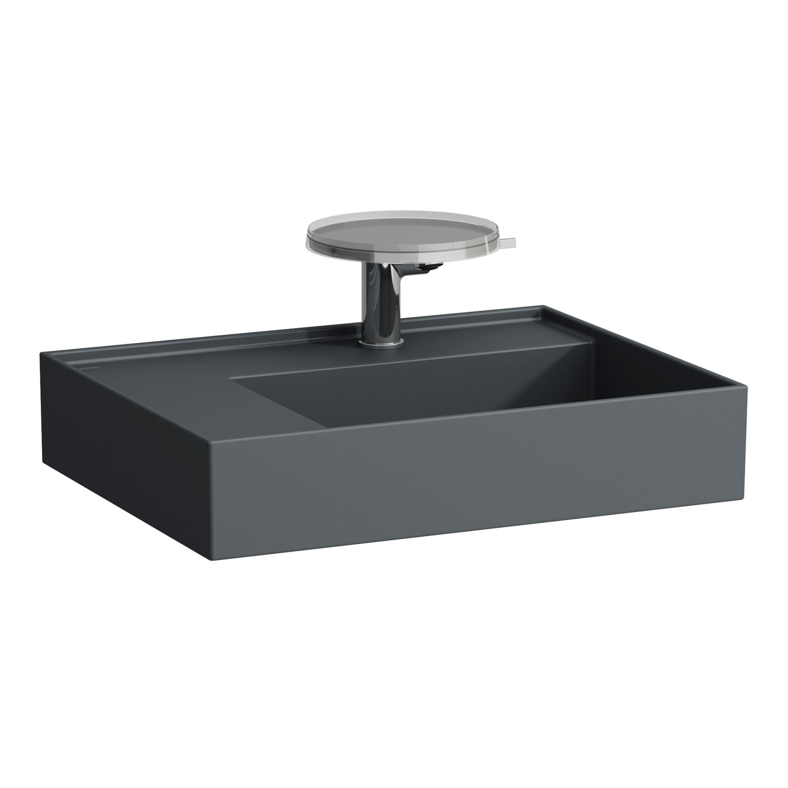 Laufen Waschtisch KARTELL 60x46cm, Ablage links, ohne Überlauf, 3 Hahnlöcher, graphit matt