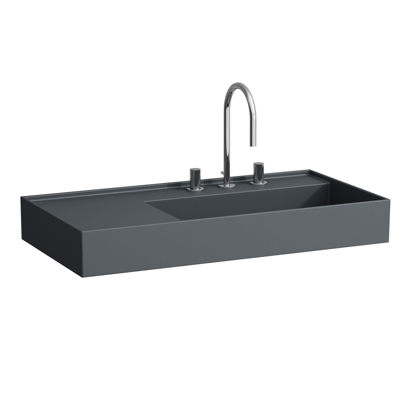 Laufen Waschtisch KARTELL 90x46cm, Ablage links, ohne Überlauf, 2 Hahnlöcher, graphit matt
