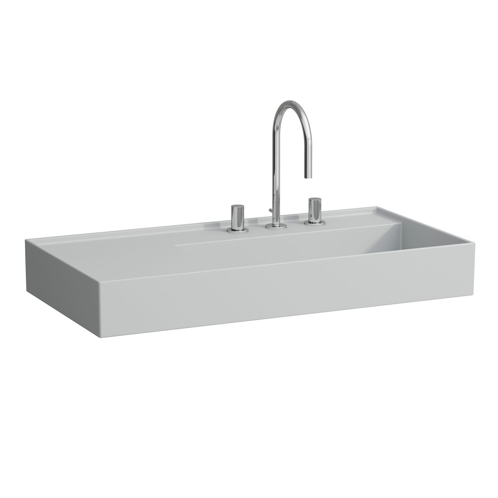 Laufen Waschtisch KARTELL 90x46cm, Ablage links, ohne Überlauf, 1 Hahnloch, grau matt