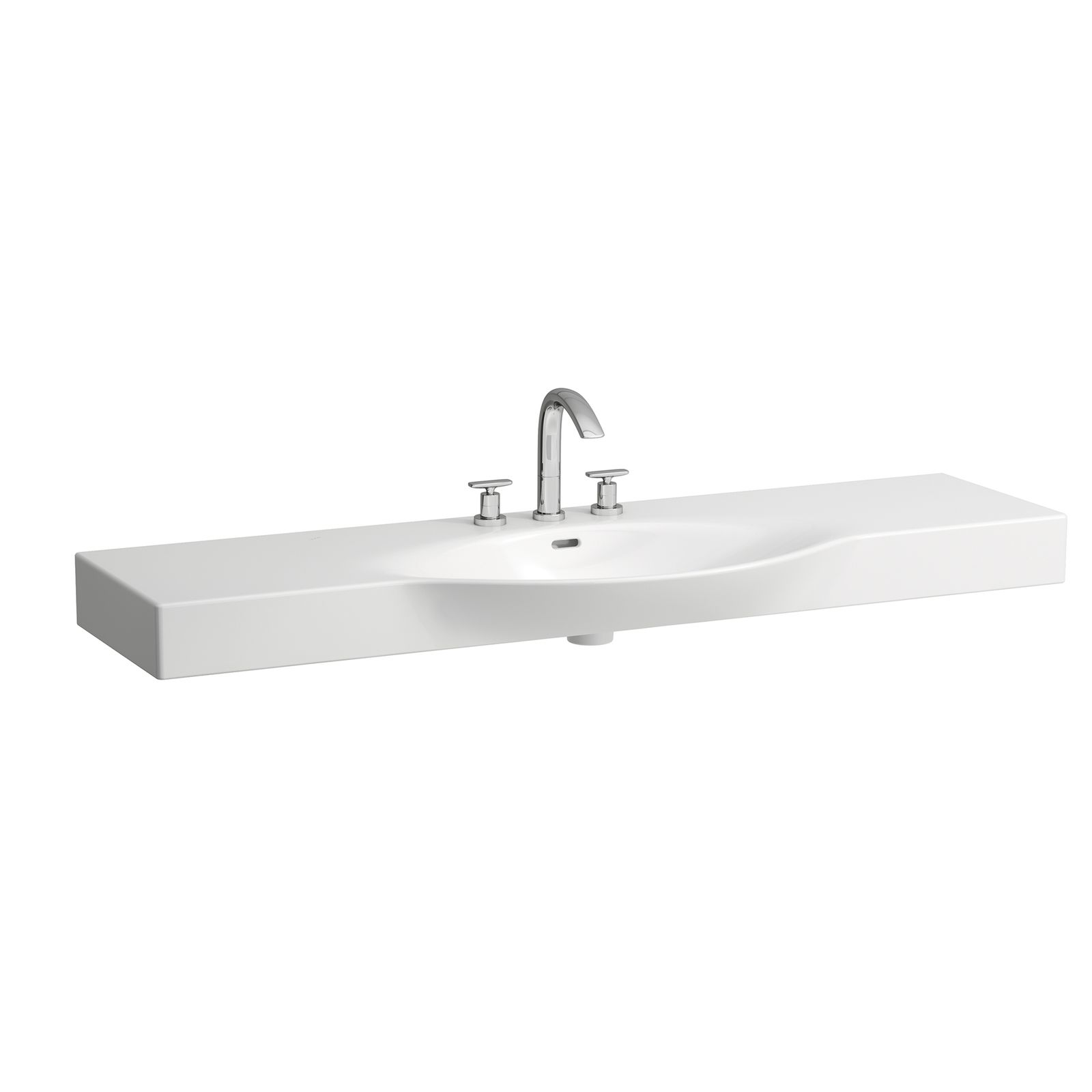 Laufen Waschtisch PALACE 150 x 51 cm, ungeschnitten, weiß, Überlauf, 1 Hahnloch