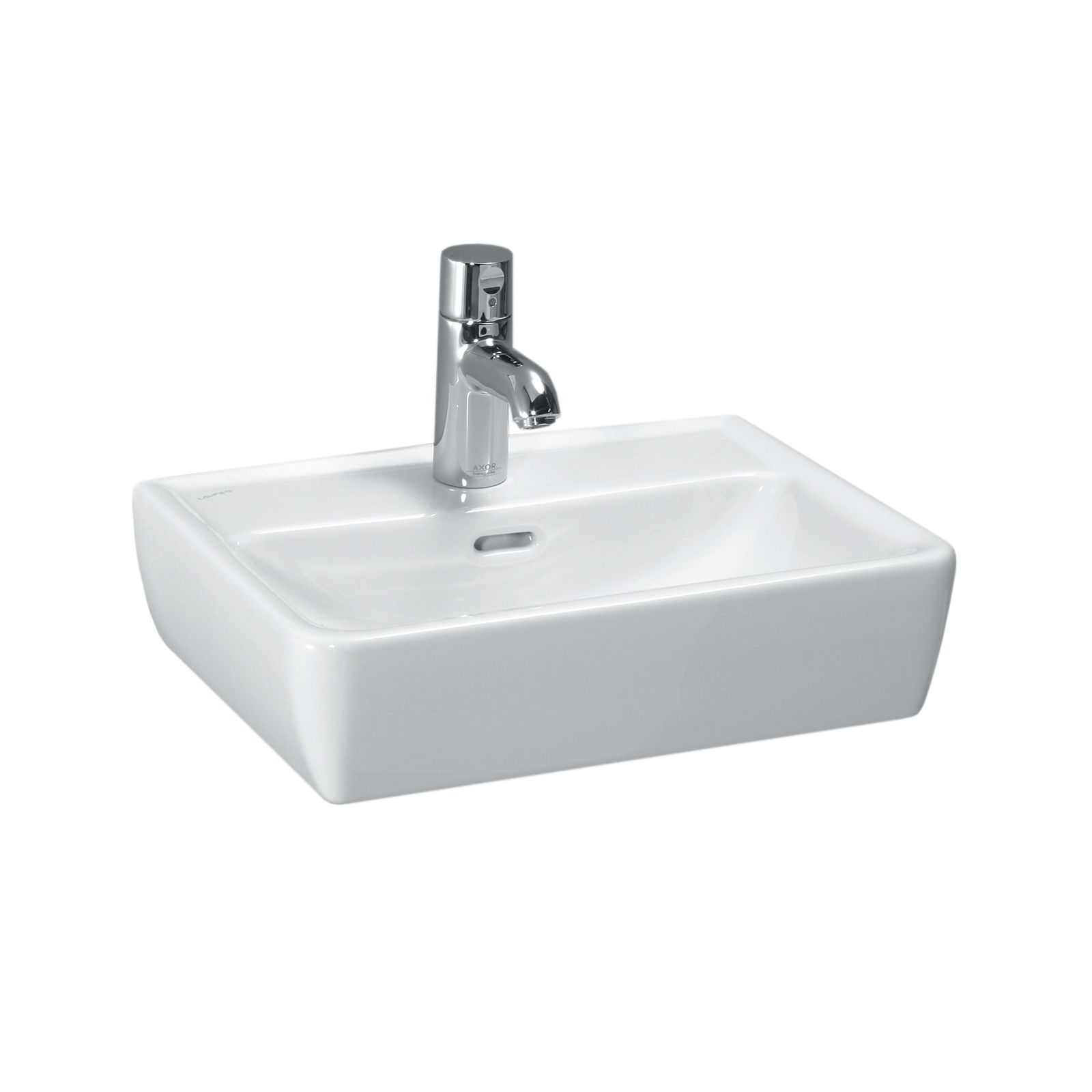 Laufen Handwaschbecken PRO A 45 x 34 cm, Unterseite geschliffen, mit Überlauf, 1 Hahnloch, weiß