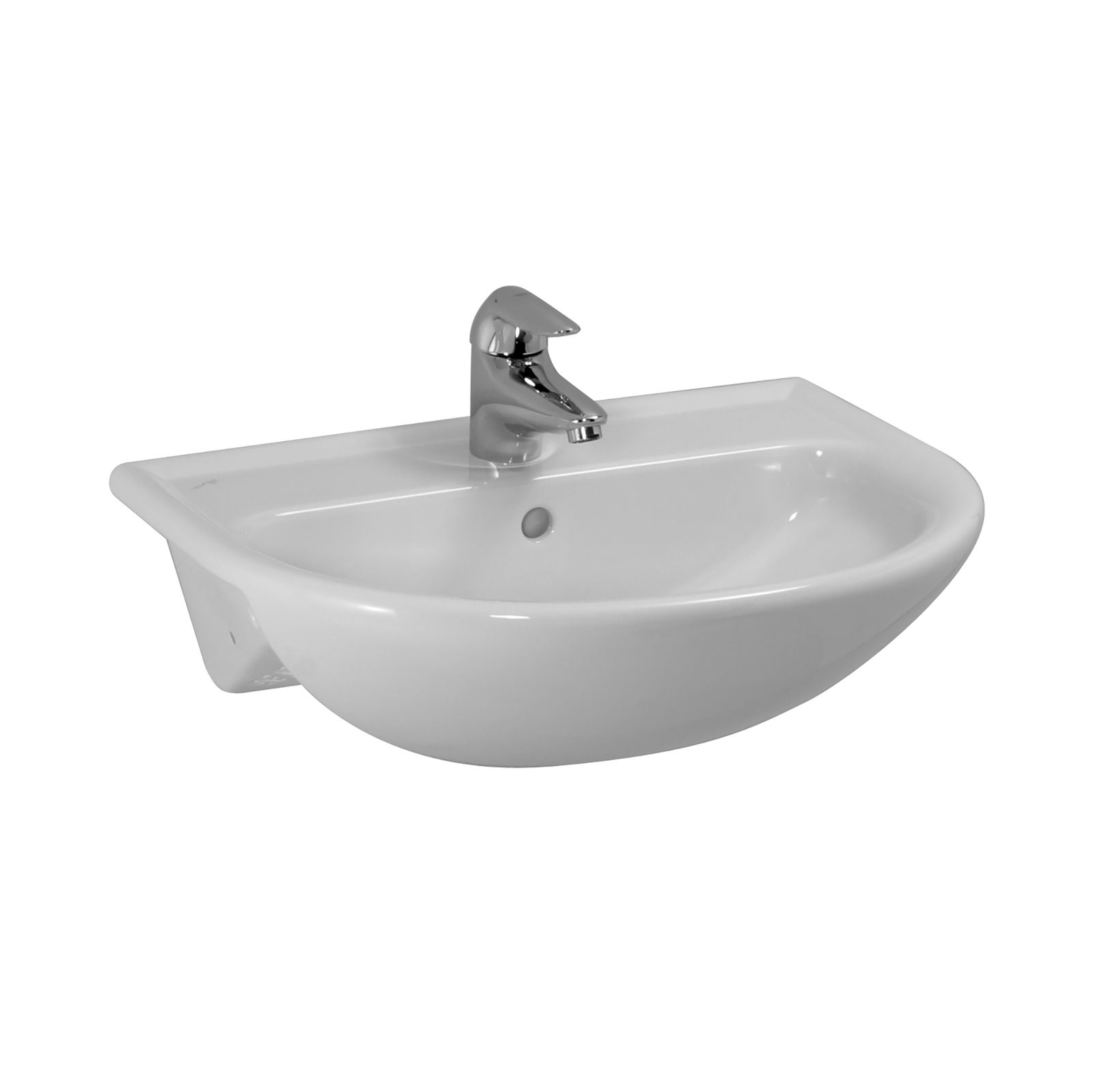 Laufen Halbeinbau-Waschtisch PRO B 56 x 44 cm, Überlauf, 1 Hahnloch, weiß