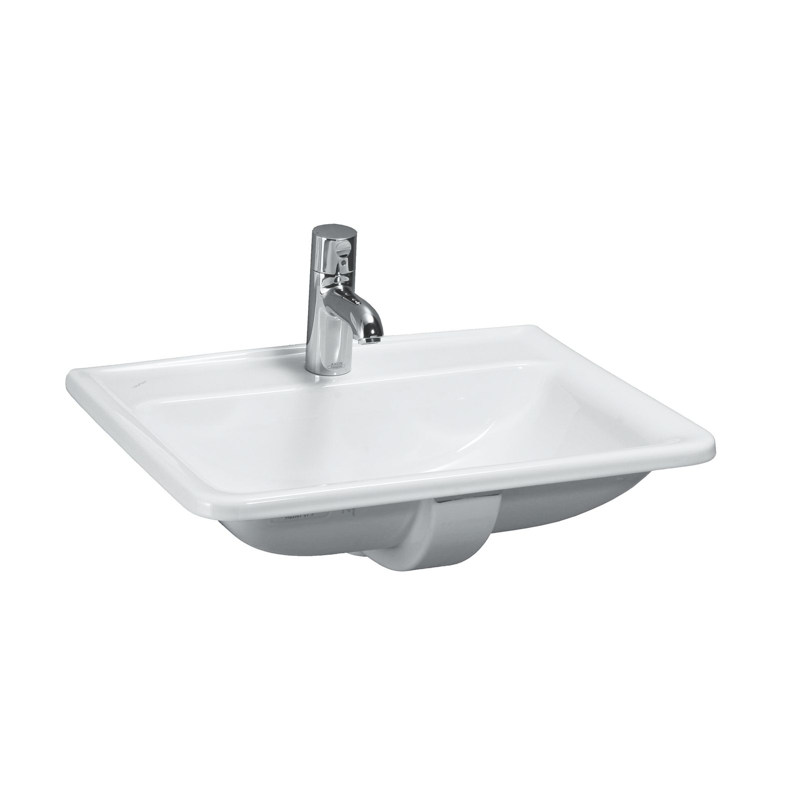 Laufen Einbau-Waschtisch PRO A 56 x 44 cm, Überlauf, 1 Hahnloch, weiß