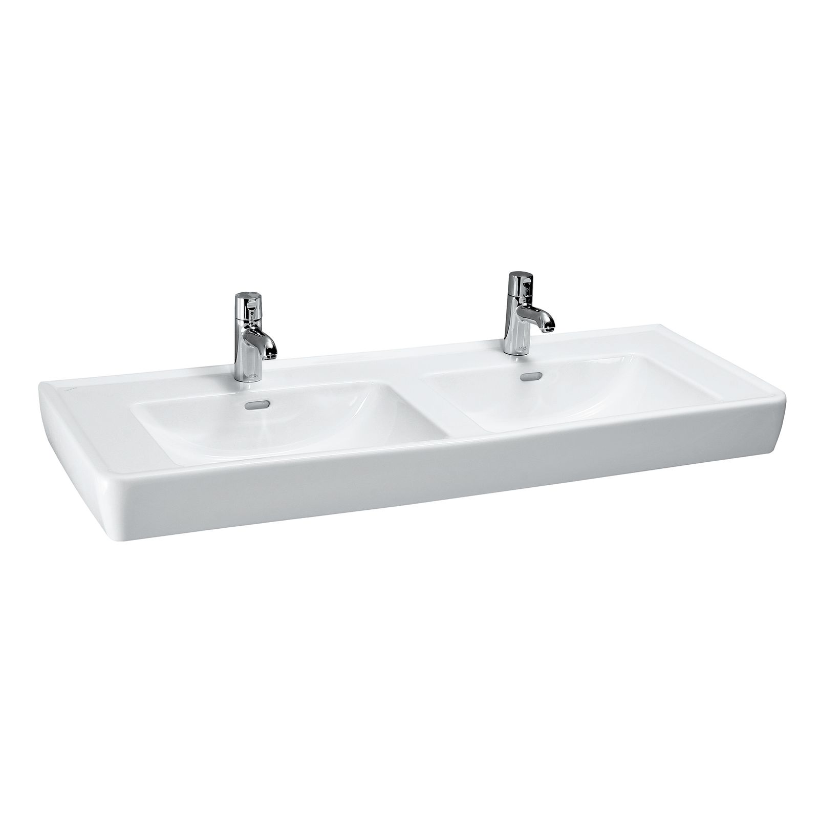 Laufen Doppel-Waschtisch PRO A 130 x 48 cm, unterbaufähig, Überlauf, ohne Hahnloch, weiß LCC