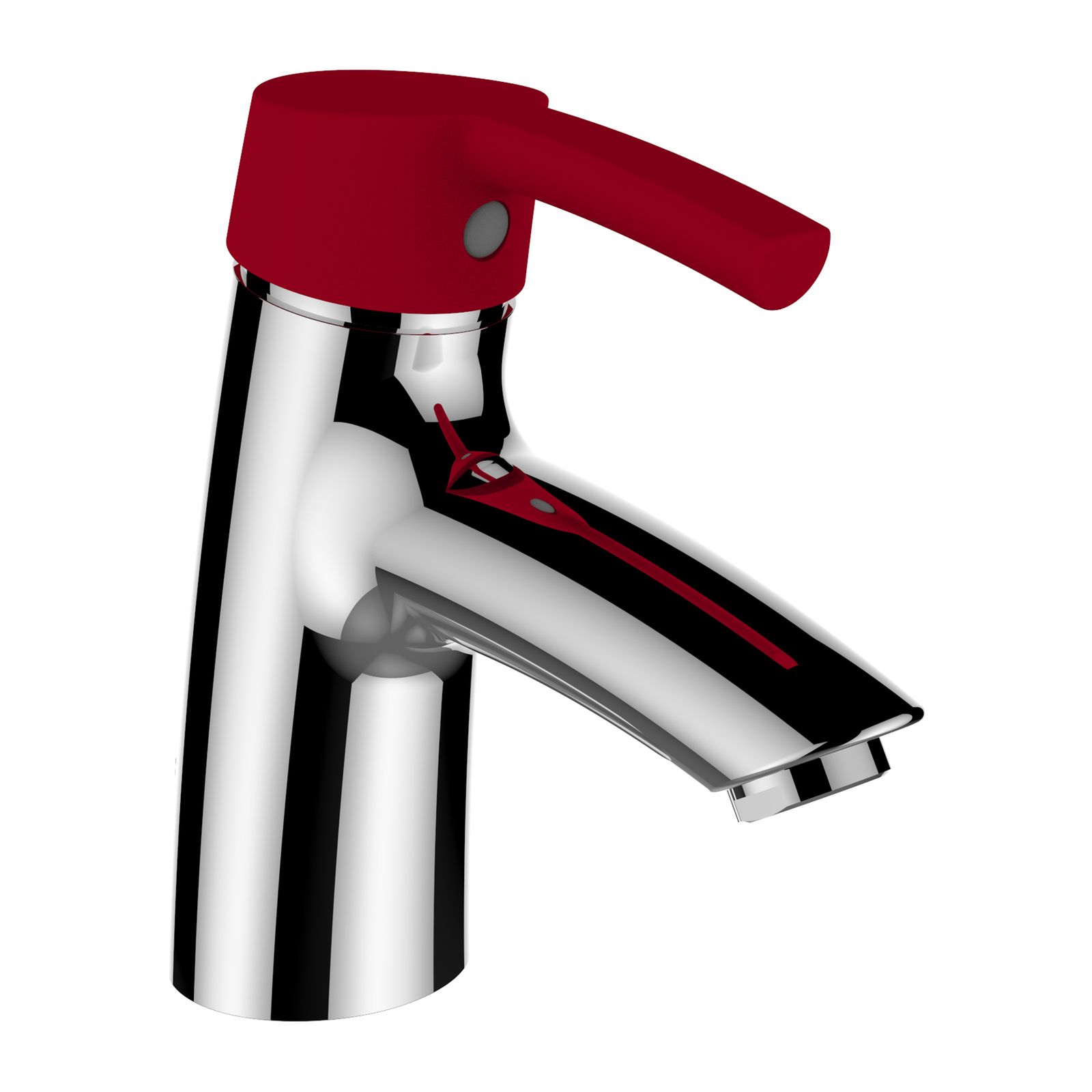 Laufen Waschtisch-Einhebelmischer Surf Festauslauf 110mm, ohne Ablaufventil, Griffhebel rot