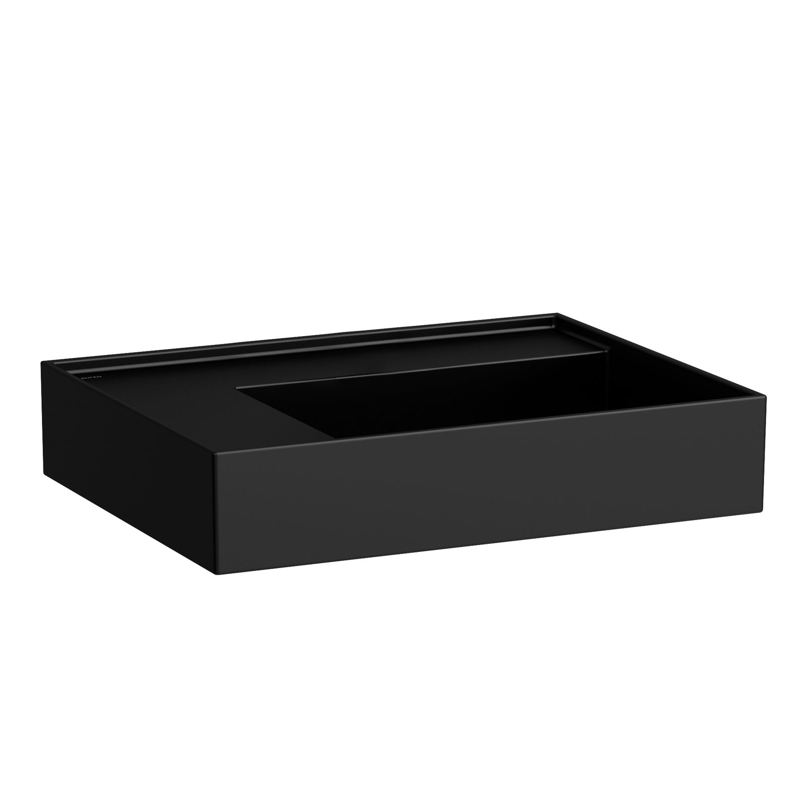 Laufen Waschtisch KARTELL 60x46cm, Ablage links, ohne Überlauf, ohne Hahnloch, schwarz matt