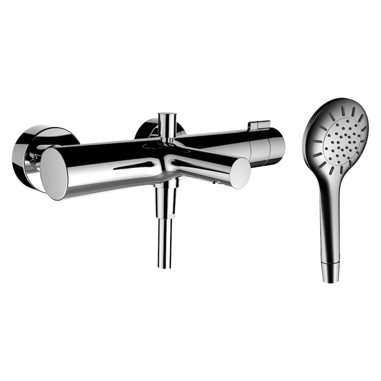 Laufen Wannen-Thermostat TWINPLUS AP, Ausladung 174mm, mit Schlauch und Handbrause, chrom