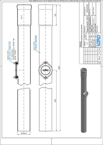 LORO X Regenstandrohr DN 70, 1000 mm, mit Reinigungsöffnung, rund, Stahl