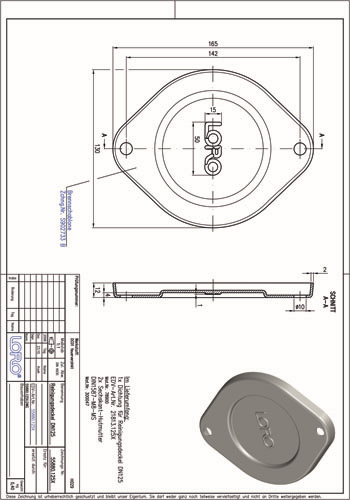 LORO-REIN.-DECKEL, OVAL, MIT DICHTUNG, DN 125