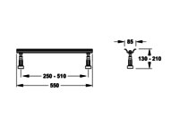 MEPA Wannenfuß WA ECO für Acryl-Badewanne, höhenverstellbar von 130-210 mm