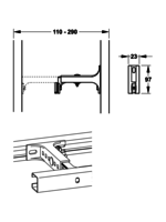 MEPA Wandwinkel nextVIT C-Schiene, Bautiefe stufenlos verstellbar von 110-280 mm