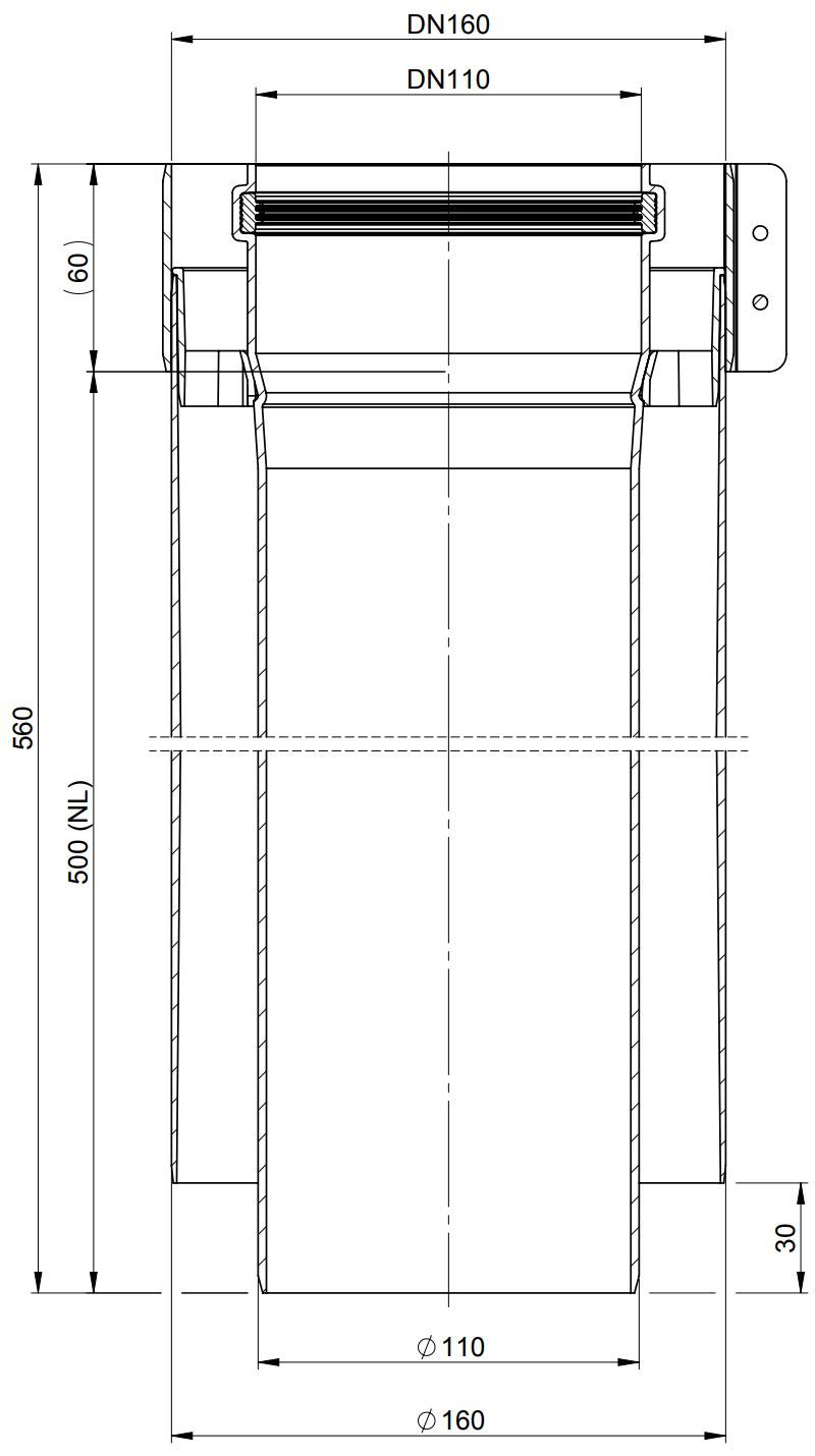MHG Schacht-Doppelrohr Atec DN 110/160, 500 mm, konzentrisch, für Abgasleitung