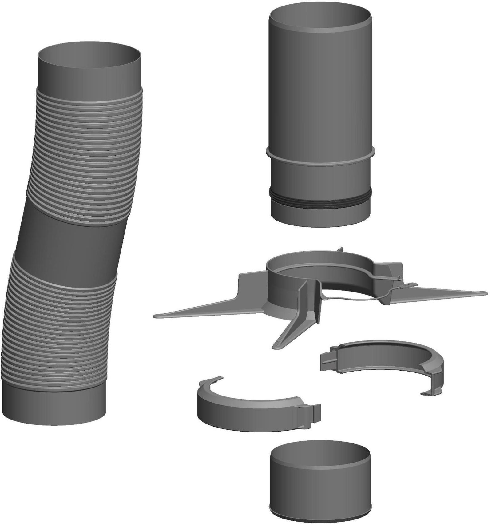 MHG Schacht-Rohr Atec DN 110, 20 m, flexibel, mit Montageset, für Abgasleitung
