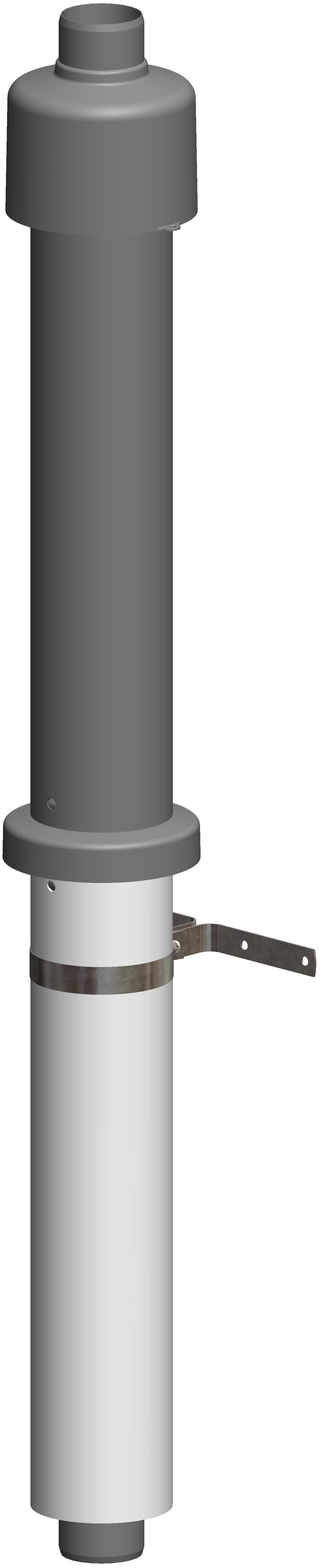 MHG Schacht-Doppelrohr Atec DN 60/100, 650 mm, schwarz, mit Regenhaube, für Abgasleitung