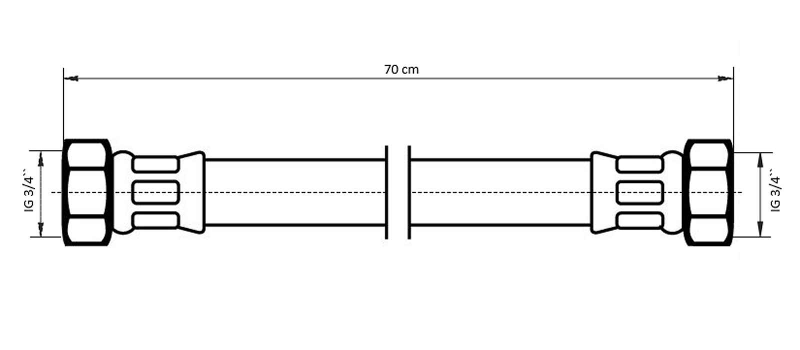 NEOPERL Panzerschlauch TECHLINE NT IGxIG, DN 20, 3/4" x 3/4", 700 mm