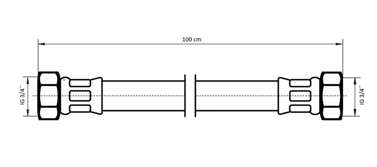 NEOPERL Panzerschlauch TECHLINE NT IGxIG, DN 20, 3/4" x 3/4", 1000 mm