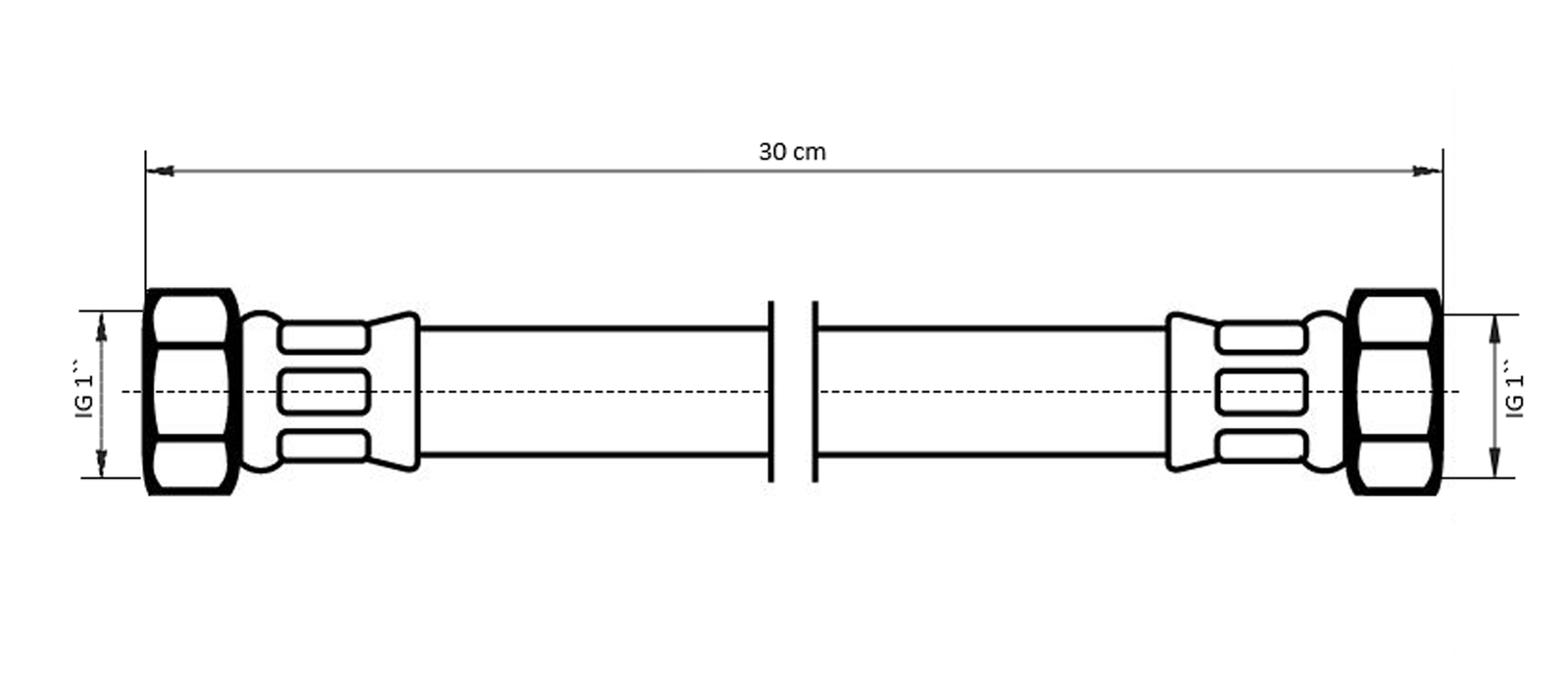 NEOPERL Panzerschlauch NEOFLEX DT 1" x 1", 300 mm, IGxIG, diffusionsdicht