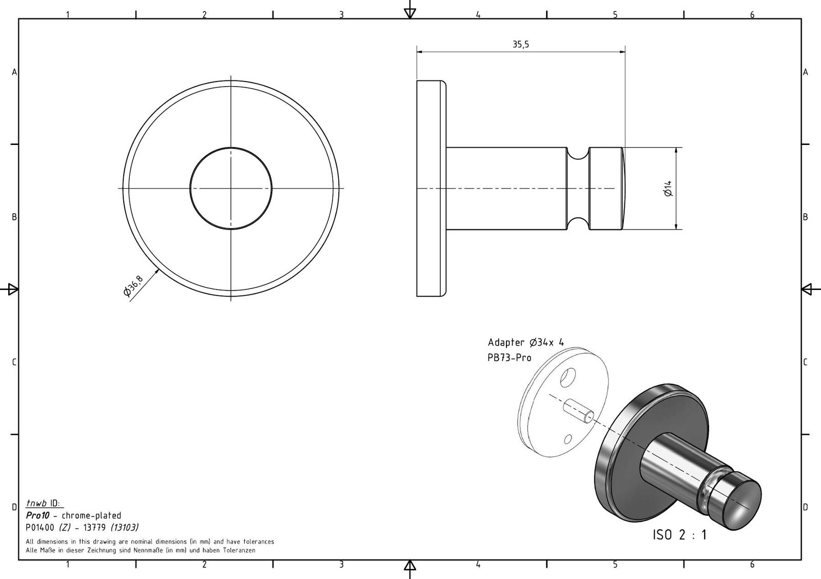 nie wieder bohren Handtuchhaken PRO 010 37 x 37 x 37 mm, Zinkdruckguss, hochglanzverchromt