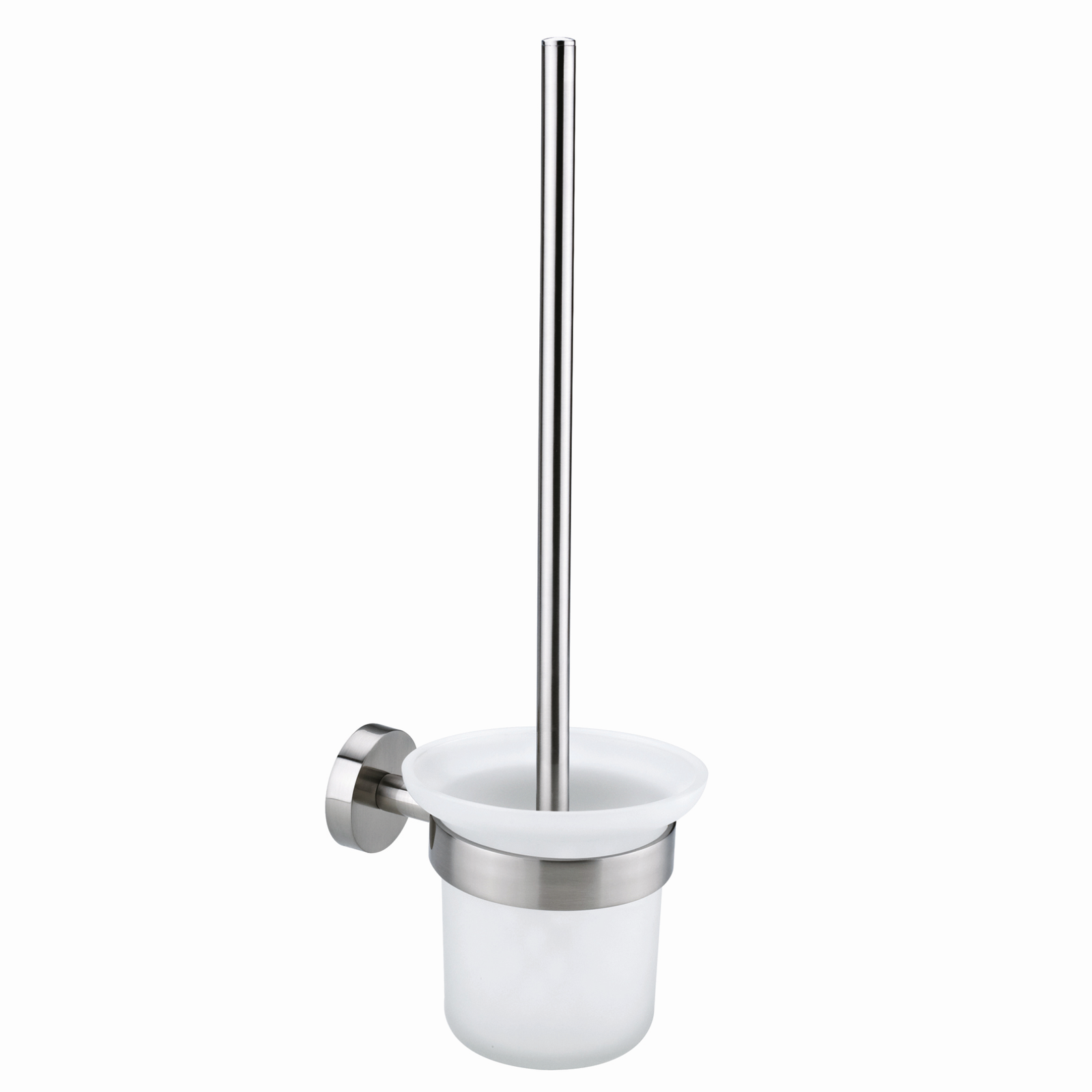nie wieder bohren Toilettenbürstengarnitur PRO 060 115 x 390 x 147 mm, Zinkdruckguss, Edelstahloptik, Glas satiniert