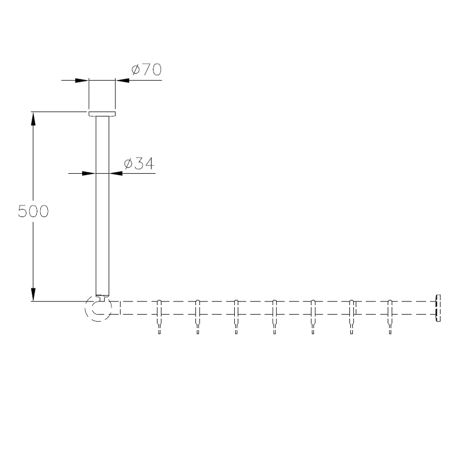 Normbau Deckenabhängung Nylon Care 500 mm, weiß