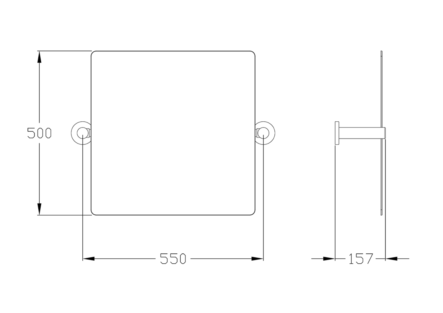 Normbau Kippspiegel Nylon Care 550 x 500 mm, weiß
