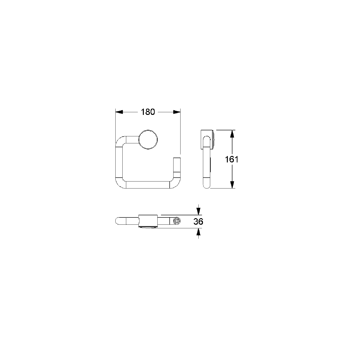 Normbau Papierrollenhalter Nylon Care mit Dornschlüssel, 125 x 160 mm, weiß