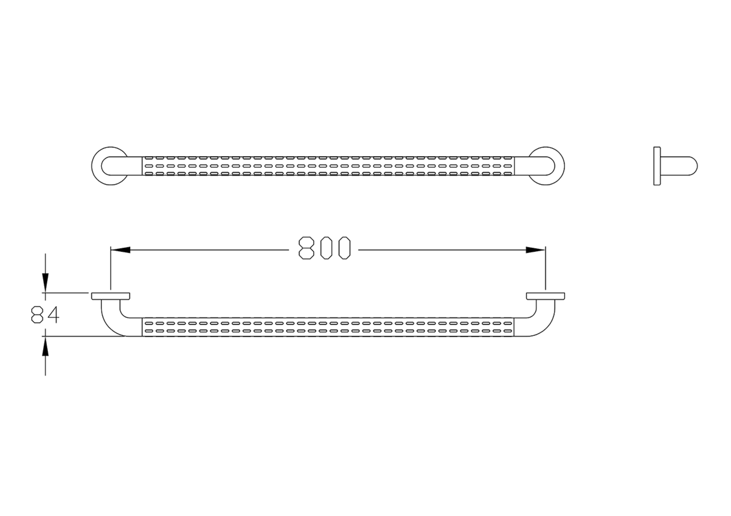 Normbau Haltegriff Nylon Care 800 mm, Standard, weiß