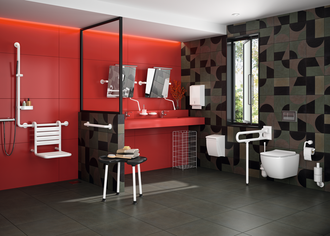 Normbau Stützklappgriff Nylon Care 800mm, 900 mm, Antibac, dunkelgrau