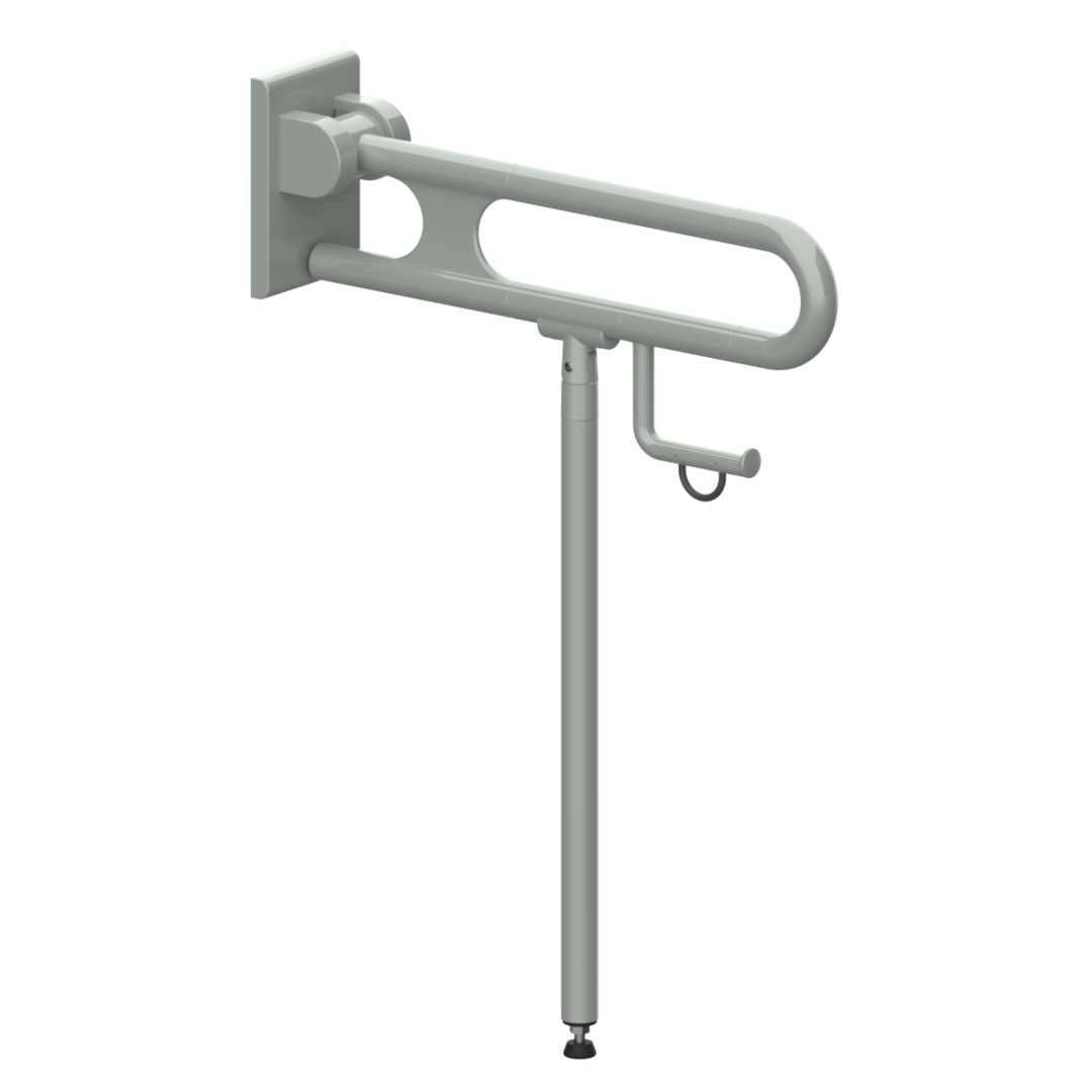 Normbau Stützklappgriff Nylon Care 800mm, 600 mm, Bodenstütze, Papierrollenhalter, verkehrsgrau