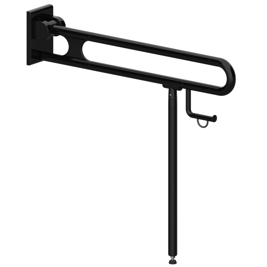 Normbau Stützklappgriff Nylon Care 800mm, 900 mm, Bodenstütze, Papierrollenhalter, schwarz