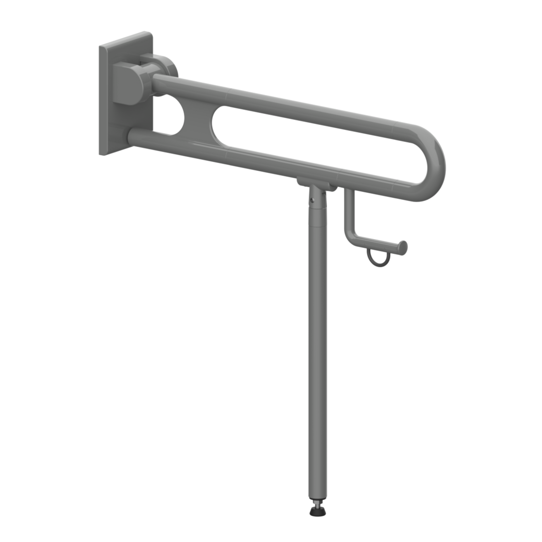 Normbau Stützklappgriff Nylon Care 750mm, 725 mm, Bodenstütze, Papierrollenhalter, dunkelgrau