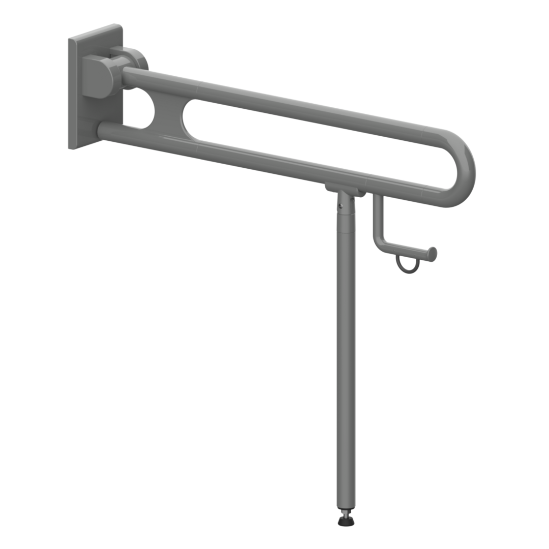 Normbau Stützklappgriff Nylon Care 750mm, 850 mm, Bodenstütze, Papierrollenhalter, dunkelgrau