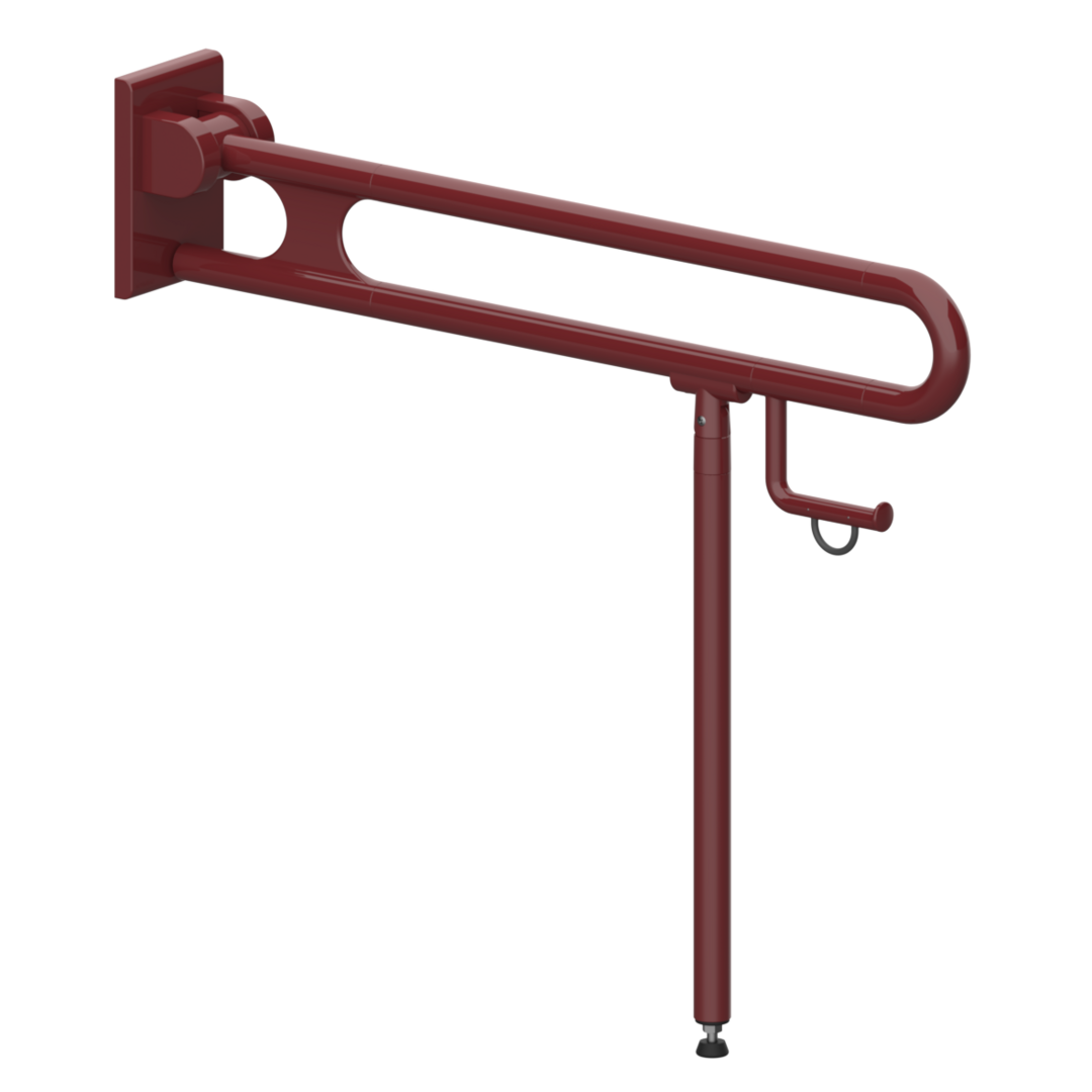 Normbau Stützklappgriff Nylon Care 750mm, 900 mm, Bodenstütze, Papierrollenhalter, dunkelrot