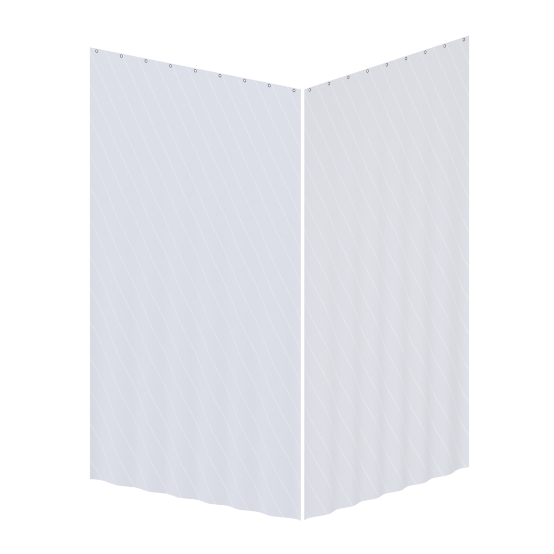 NB Duschvorhang 0787610 zweiteilig 1200/2100x2000 Weiß m.Diagonalstreifen