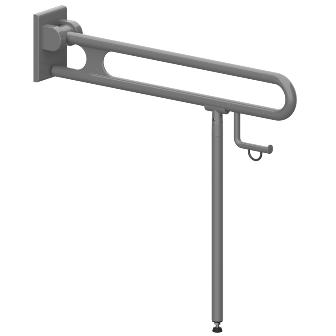 Normbau Stützklappgriff Nylon Care 800mm, 900 mm, Bodenstütze, Papierrollenhalter, Antibac, dunkelgrau