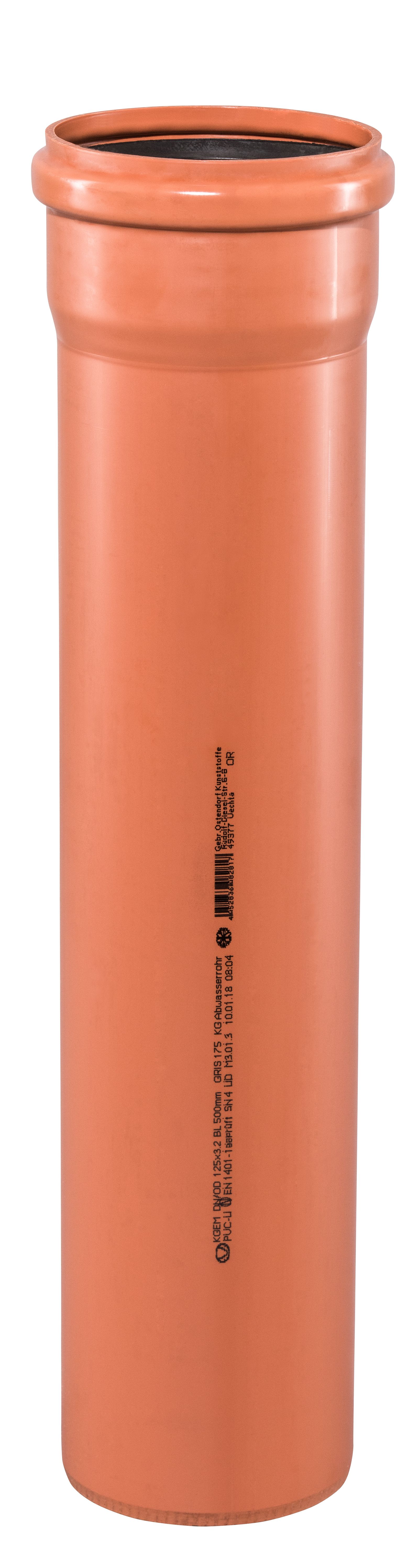 Ostendorf KG Rohr SN 4 EM DN/OD 125 x 3,2 mm, 2000 mm, mit Steckmuffe/Lippendichtung