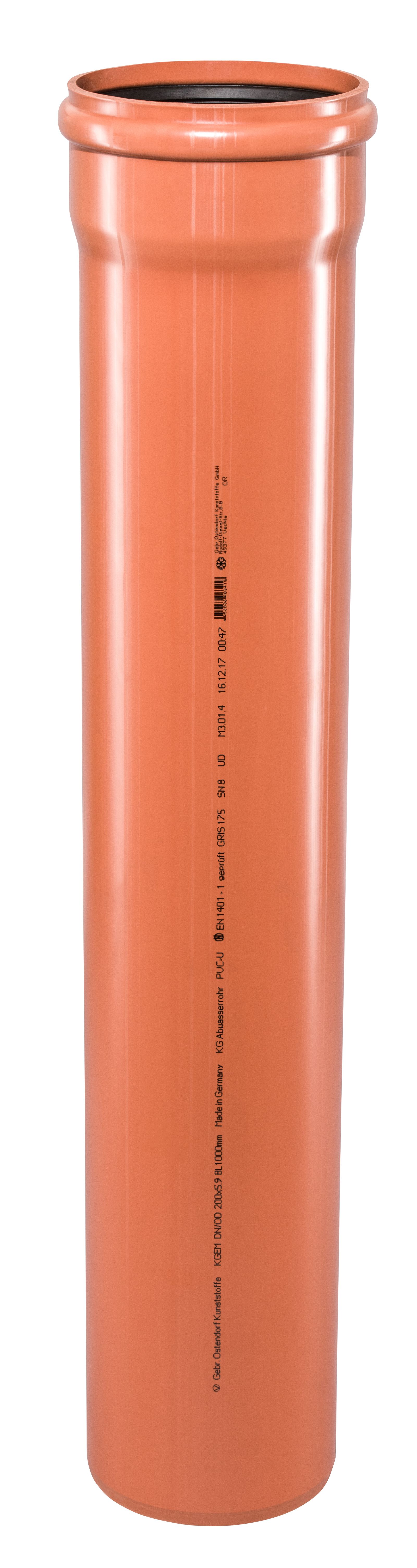 Ostendorf KG Rohr SN 8 EM DN/OD 200, 3000 mm, mit Steckmuffe/Lippendichtung