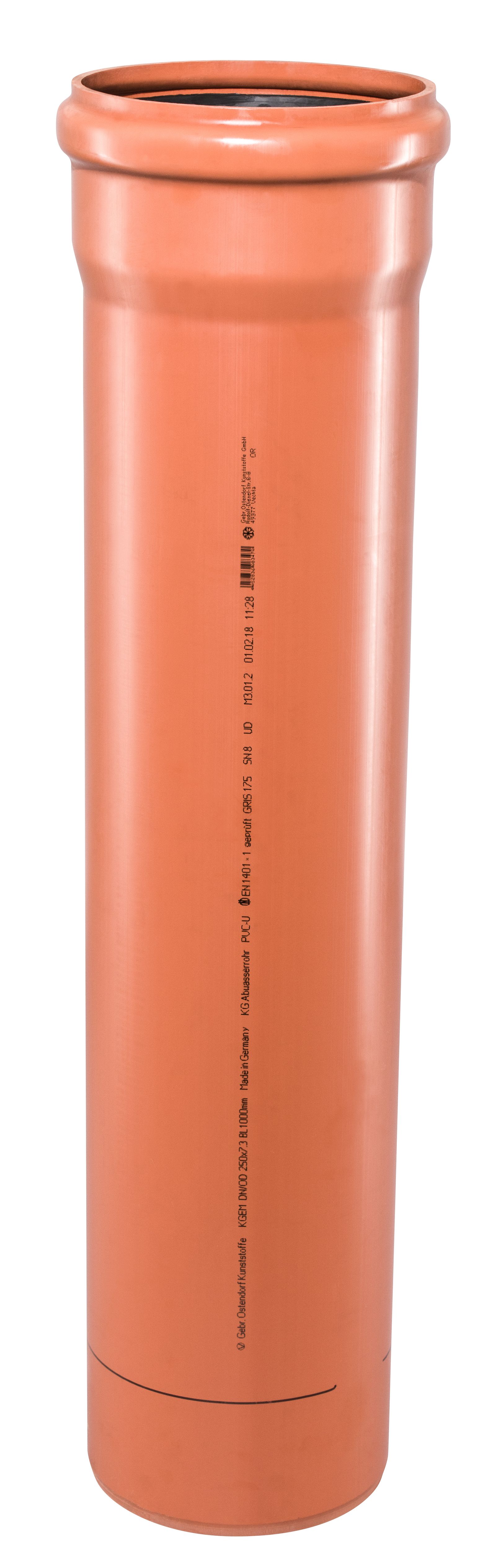 Ostendorf KG Rohr SN 8 EM DN/OD 250, 5000 mm, mit Steckmuffe/Lippendichtung