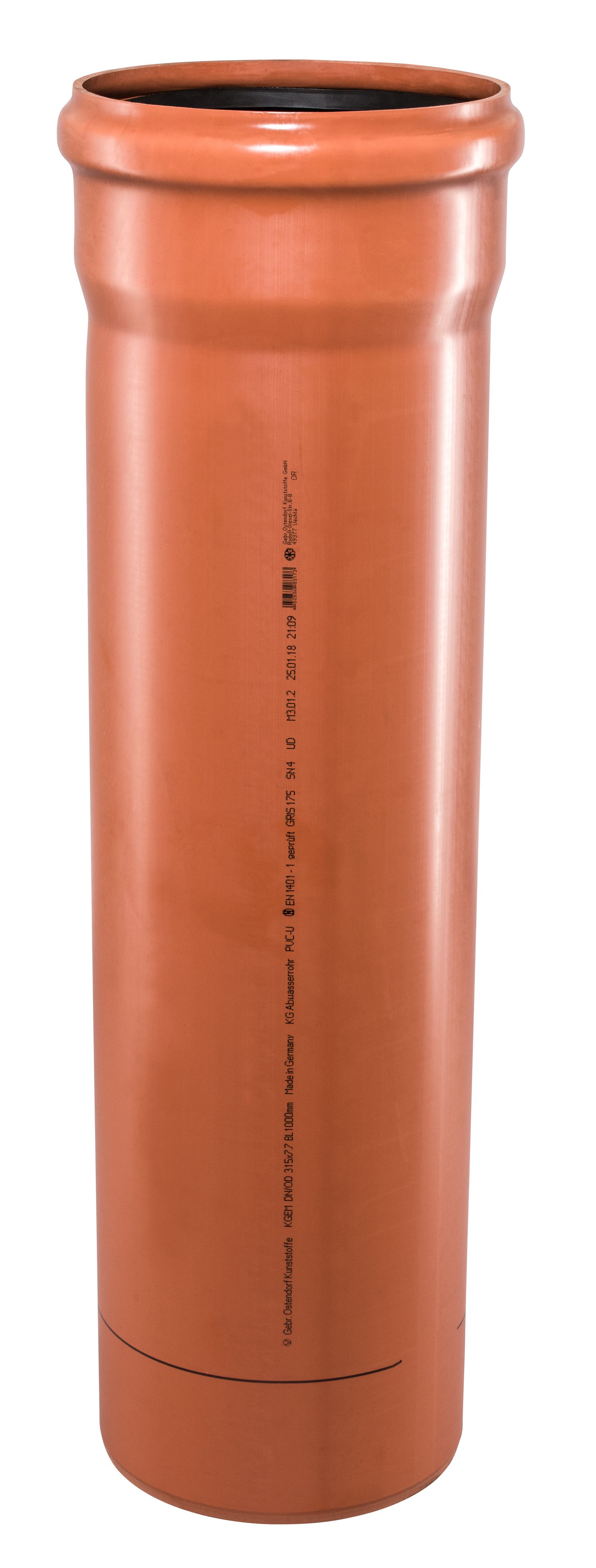 Ostendorf KG Rohr SN 4 EM DN/OD 315 x 7,7 mm, 1000 mm, mit Steckmuffe/Lippendichtung