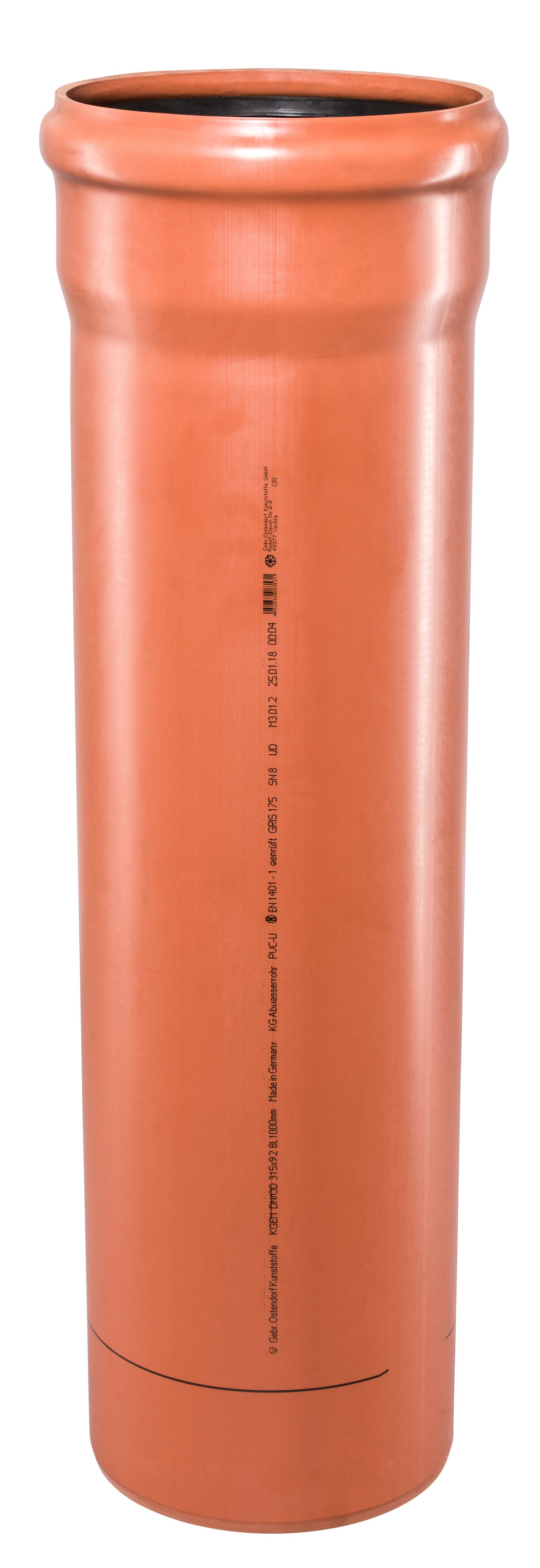 Ostendorf KG Rohr SN 8 EM DN/OD 315, 3000 mm, mit Steckmuffe/Lippendichtung