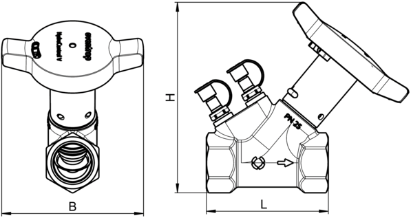 Oventrop Strangregulierventil Hydrocontrol V DN 32, PN 25, beiderseits Innengewinde, Messing