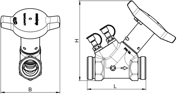Oventrop Strangregulierventil Hydrocontrol V DN 25, PN 16, beiderseits Außengewinde, Messing