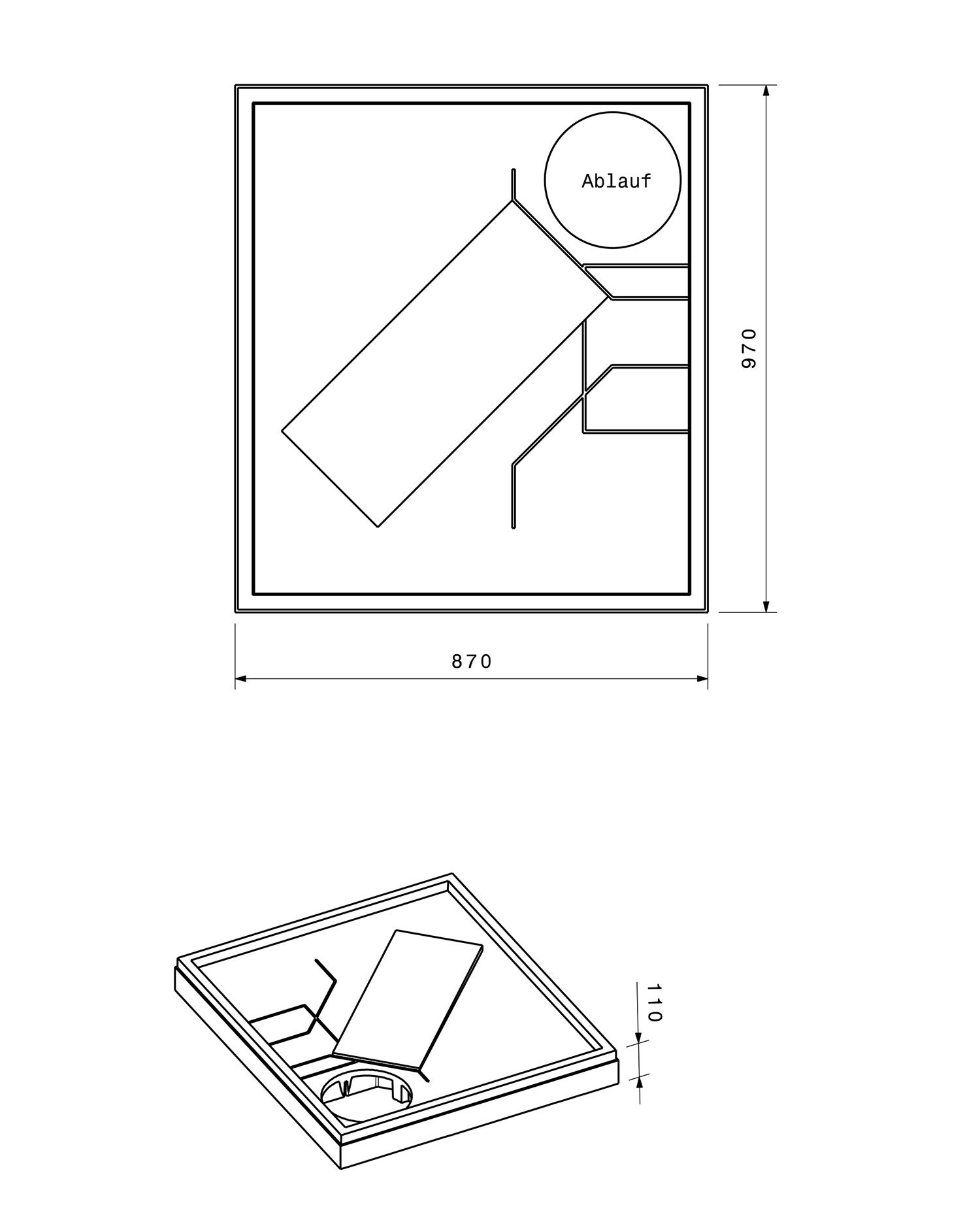 Poresta Duschwannenträger Expert Superplan Plus für 1000 x 900 x 25 mm, Höhe 110 mm