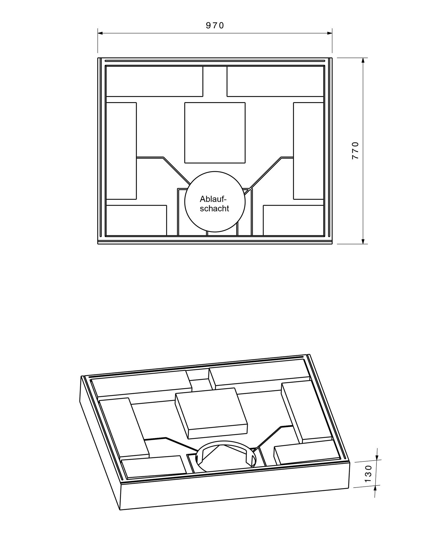 Poresta Duschwannenträger Basel 404, für 1000 x 800 x 45 mm, Höhe 130 mm