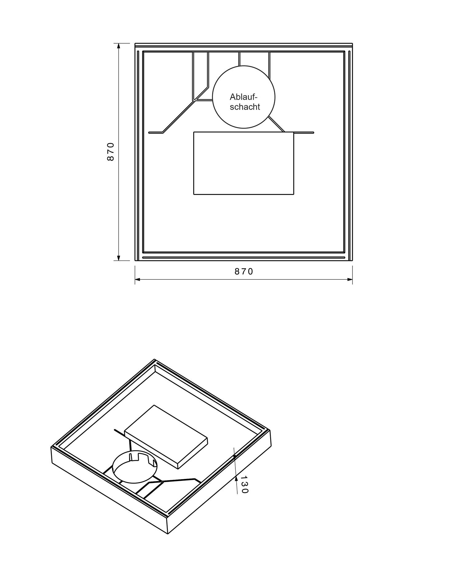 Poresta Duschwannenträger Basel 412, für 900 x 900 x 45 mm, Höhe 130 mm