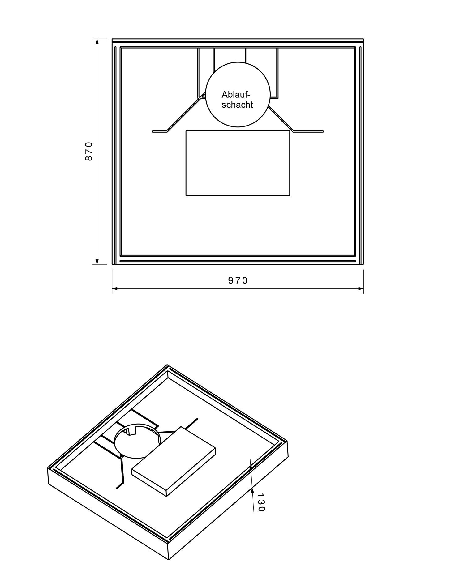 Poresta Duschwannenträger Basel 414, für 1000 x 900 x 45 mm, Höhe 130 mm